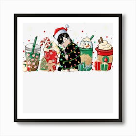 Tuxedo Cat Christmas Coffee Latte Art Print