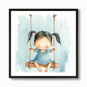 Little Girl On Swing Art Print