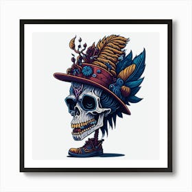 Skull With Feathers Art Print