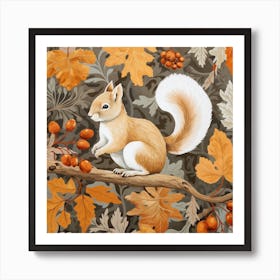Fall Foliage Squirrel Square 2 Art Print