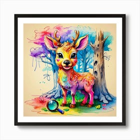 Deer In The Forest 39 Art Print