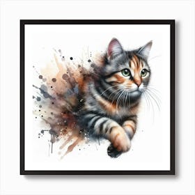 Cat Watercolour Art Print 1 Art Print