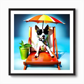 Dog On A Beach Chair Art Print