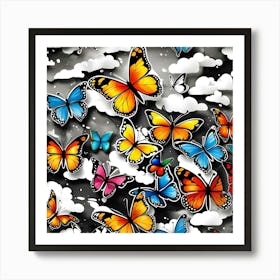 Colorful Butterflies In The Sky 10 Art Print