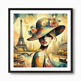 Abstract Art French woman in Paris 5 Art Print