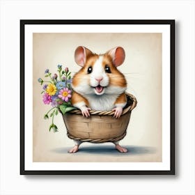 Hamster In Basket Póster