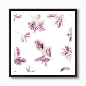 Purple Leaves On White Background Art Print