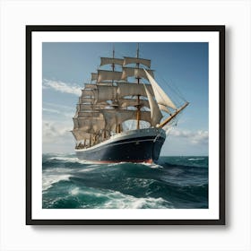 Sailing Ship In Rough Seas 4 Art Print
