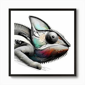 Chameleon - Abstract Line Art Illustration 164 Art Print