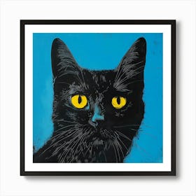 Black Cat With Yellow Eyes 5 Art Print