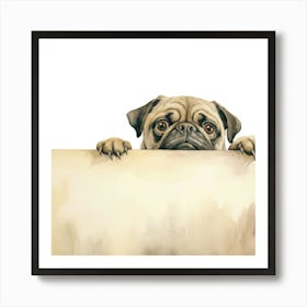 Pug Dog On A Sign 1 Art Print