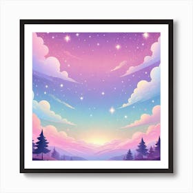 Sky With Twinkling Stars In Pastel Colors Square Composition 206 Art Print