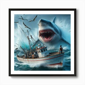 Shark In The Water Art Print