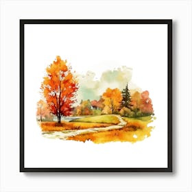 Watercolor Autumn Landscape 15 Art Print