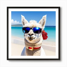 Llama On The Beach 2 Art Print