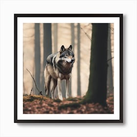 Wolf In The Forest 8 Art Print