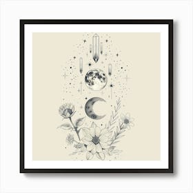 Minimalist Boho Celestial Moon 2 Art Print