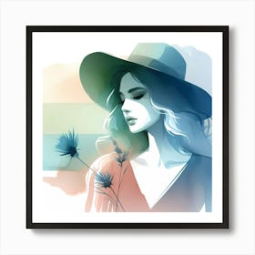 Woman In Hat 6 Art Print