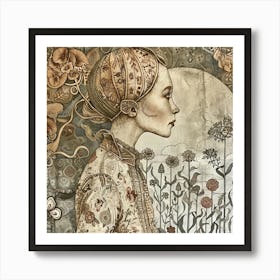 Girl In The Moonlight Art Print