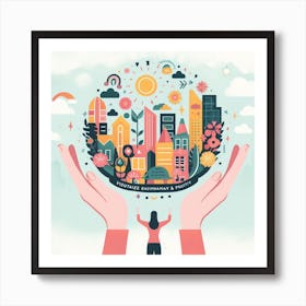 Illustration Of A City 2 Art Print