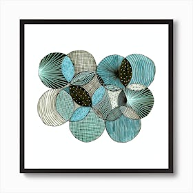 Circles Interlocking 2 Green Gray Abstract 1 Art Print