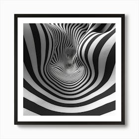 Black And White Striped Tunnel Art Print