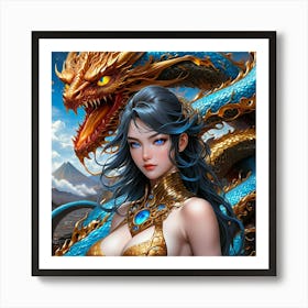 Chinese Girl With Dragon nvg Art Print