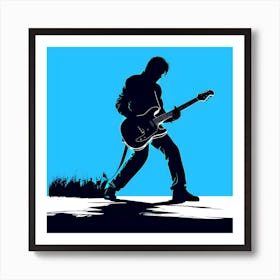 Silhouette Of A Man Playing Guitar 1 Art Print