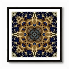 Abstract Golden Mandala Art Print