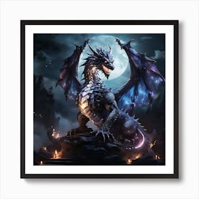 Dragon At Night Art Print