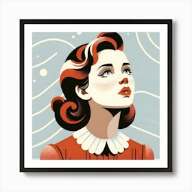 Woman Looking Up Art Print