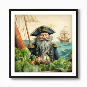 Pirate Captain In The Sea Art Print