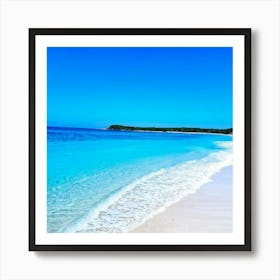 Crystal Clear Turquoise Waters Gently Lap Upon A Sun Drenched Undisturbed Sandy Beach With A Prist (4) Art Print