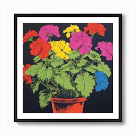 Geranium 1 Pop Art Illustration Square Art Print