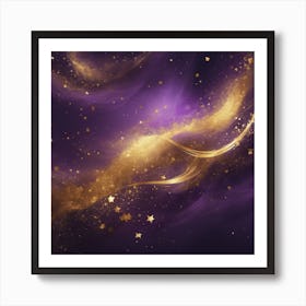 Purple And Gold Glitter Abstract Background Art Print