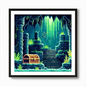 8-bit underwater cavern 1 Art Print