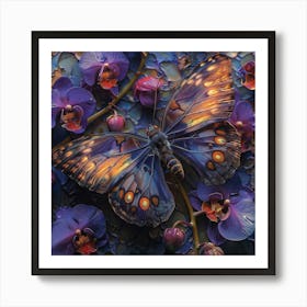 Butterfly On Orchids 3 Art Print