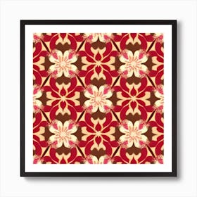 Red And White Floral Pattern Art Print