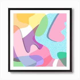 Organic Happy Memphis Shapes Square Art Print