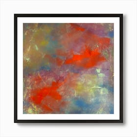 Abstract Bold Red, Yellow, Blue, Clouds, Landscape Contemporary, Living Room Art, Bedroom Art, coltxwilde, Square Art, Rainbow Sky Art Print