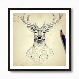 Deer Head 11 Art Print