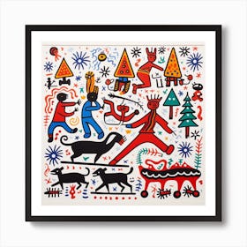 'Santa Claus'Abstract Christmas Art Print