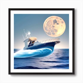 Moonlight Boat 8 Art Print
