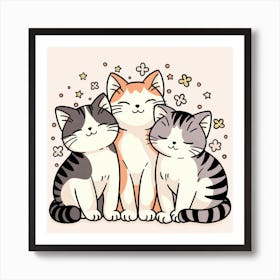 Purrfect Trio - Three cats Art Print