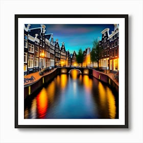 Amsterdam Canal At Night Art Print