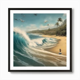 Catch A Surreal Wave and You're  On Top Of The World Art Print