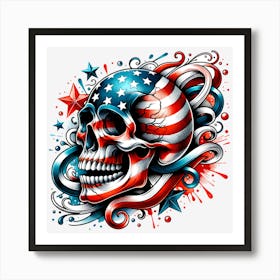 American Flag Skull 8 Art Print