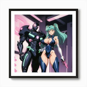 1900's vintage sexy anime girl in mech suits 01 Art Print