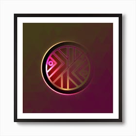 Geometric Neon Glyph on Jewel Tone Triangle Pattern 077 Art Print