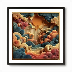 3d Paper Art abstract painting Art Print